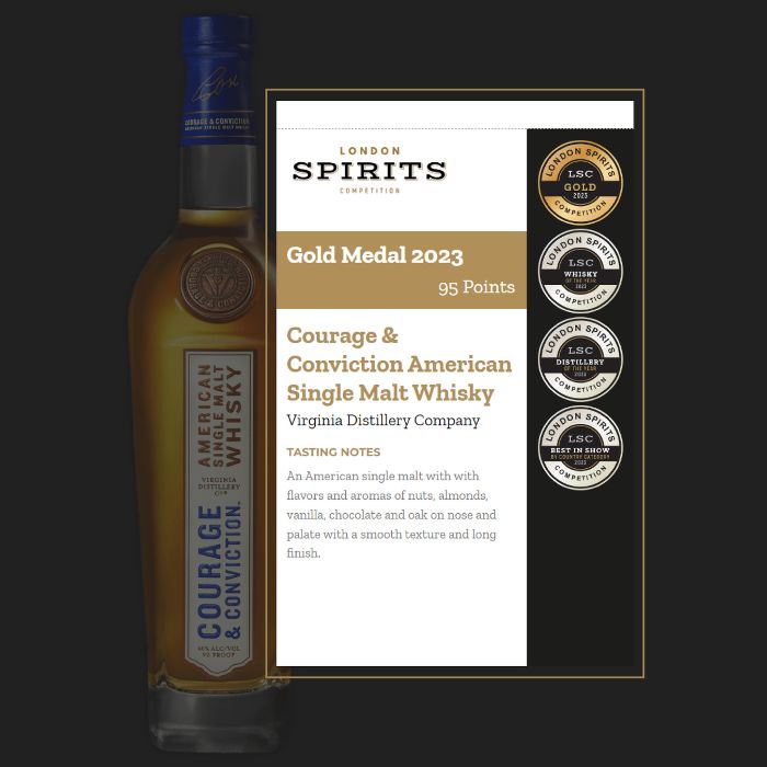 Courage & Conviction American Single Malt Whisky by Virginia Distillery Company at 98 points Courage & Conviction American Single Malt Whisky by Virginia Distillery Company at 98 points