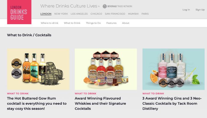 London Drinks Guide Website Image: London Drinks Guide