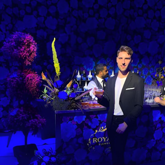 Image: Owen at the 2021 launch of the 21YO Richard Quinn edition, with celebrated designer Richard Quinn, at the Londoner Hotel