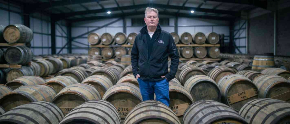 Alasdair Day in the dunnage warehouse on Raasay Alasdair Day in the dunnage warehouse on Raasay